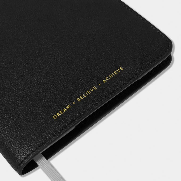 Katie Loxton Notebook Cover And A Lined Notepad Dream Believe Achieve Black