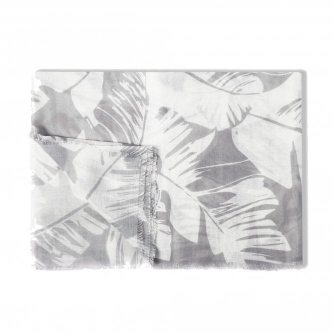 Katie Loxton Palm Leaf Scarf Grey White