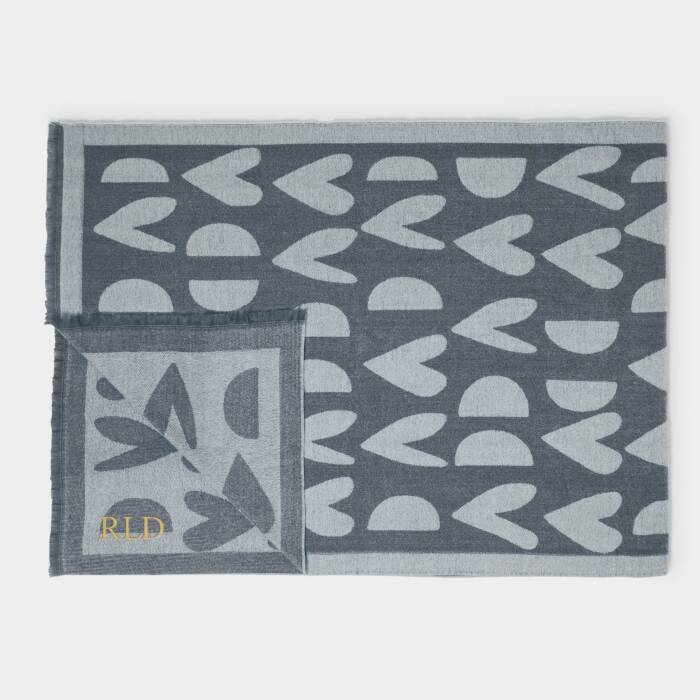 Katie Loxton Printed Blanket Scarf Large Heart Charcoal/White
