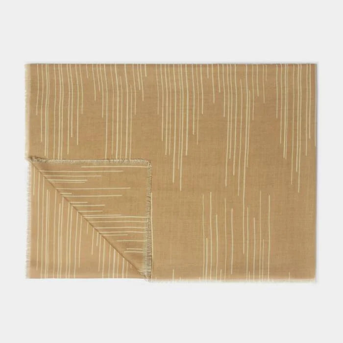 Katie Loxton Printed Scarf Dashed Line Camel/Off White