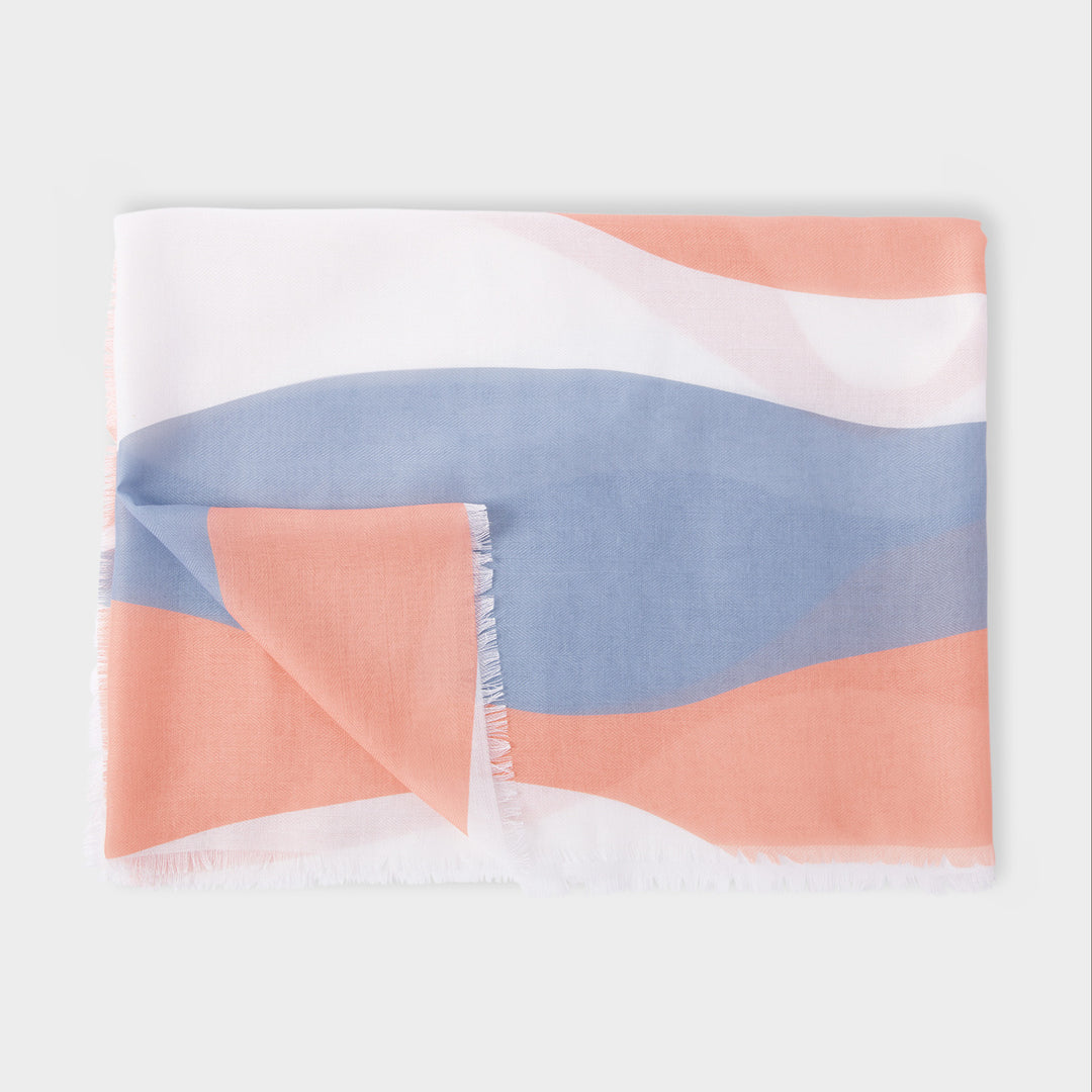 Katie Loxton Printed Scarf Flowing Vine Blue Peony Blush White