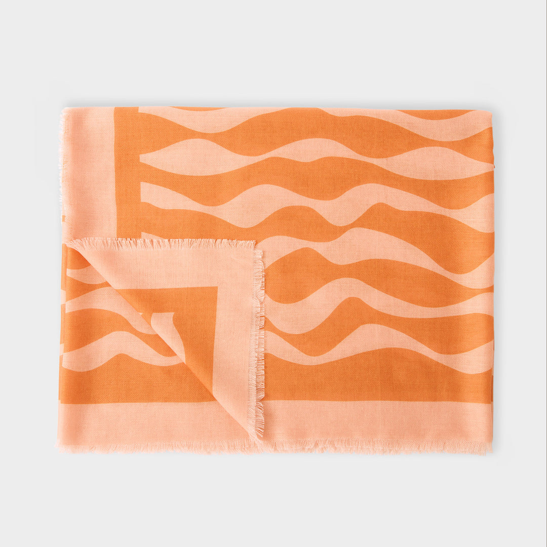 Katie Loxton Printed Scarf Ripple Wave Orange Pink