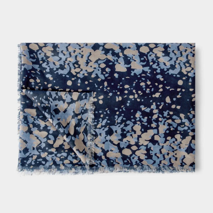 Katie Loxton Printed Scarf Scattered Dot Navy/Cornflower Blue/Taupe