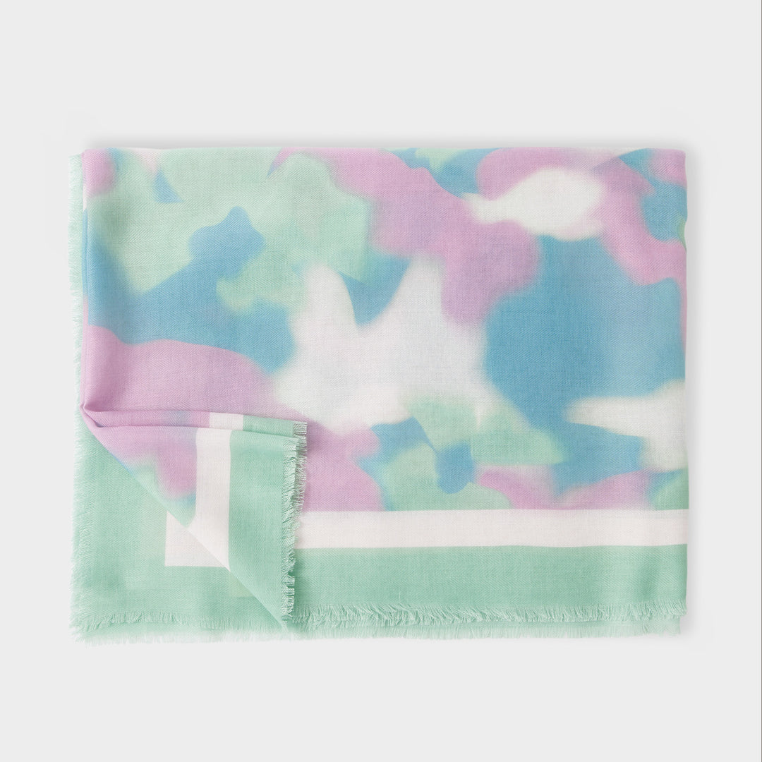 Katie Loxton Printed Scarf Watercolour Lilac Sage Off White