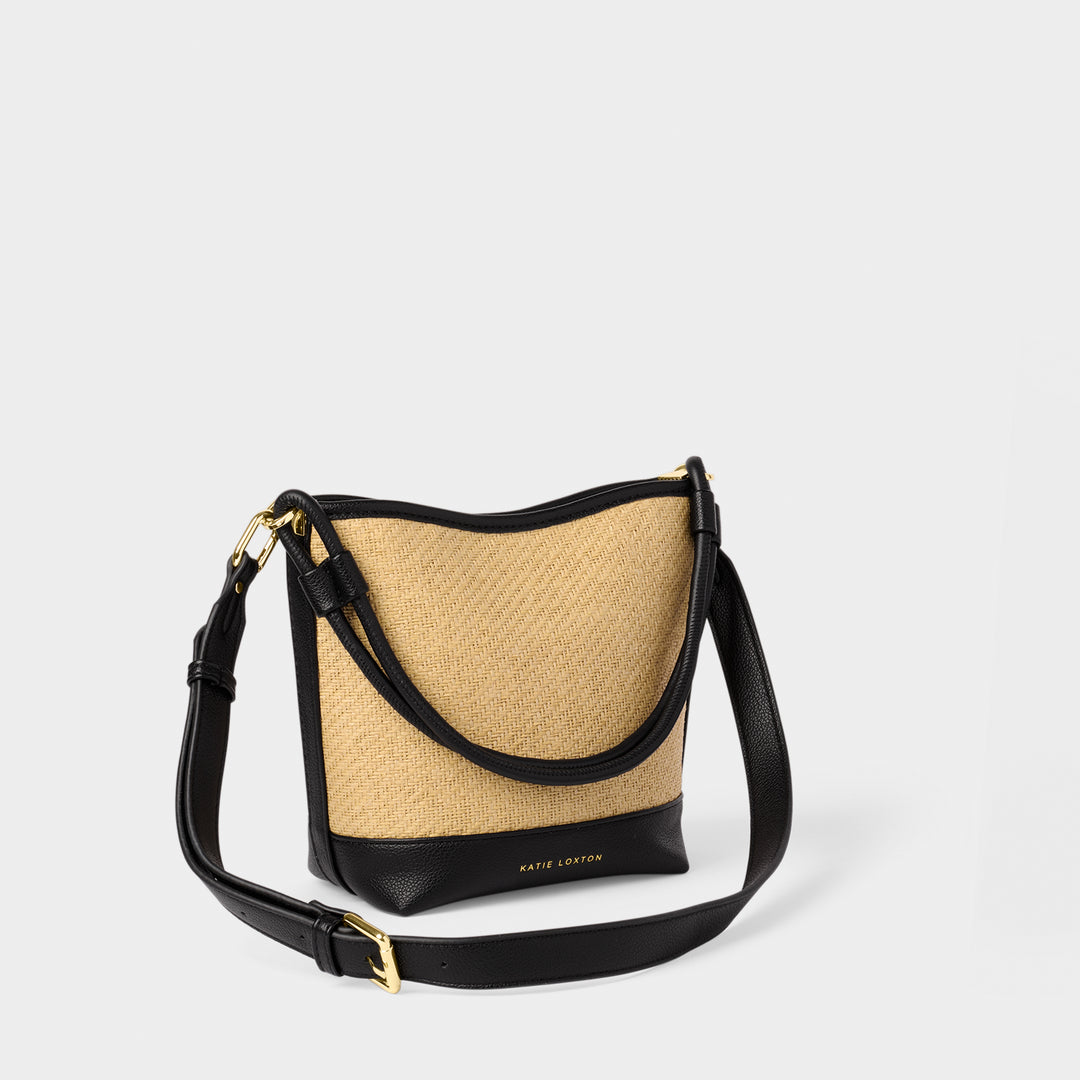 Katie Loxton Riviera Raffia Bucket Bag Black