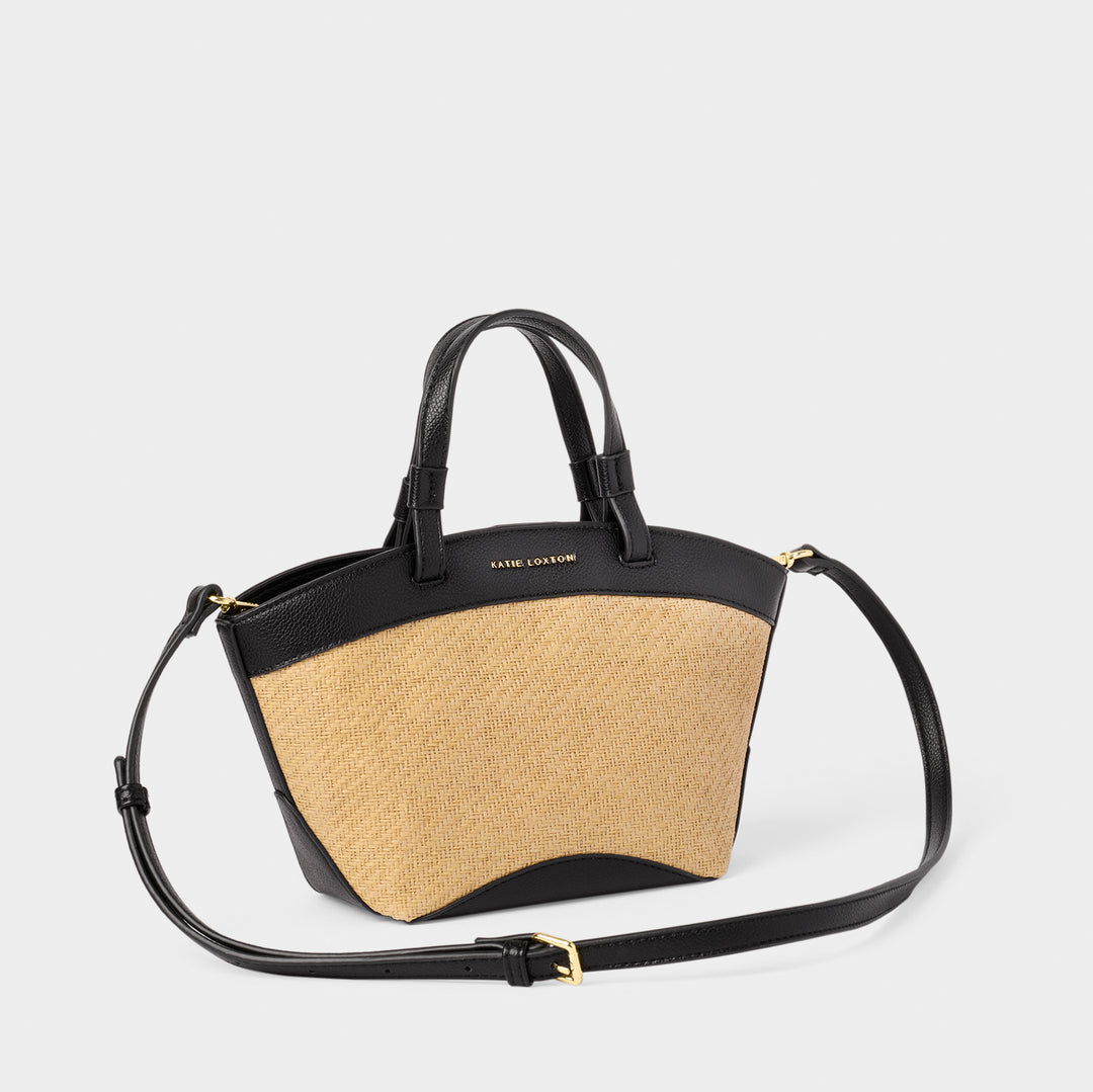 Katie Loxton Riviera Raffia Mini Tote Bag Raffia/Black