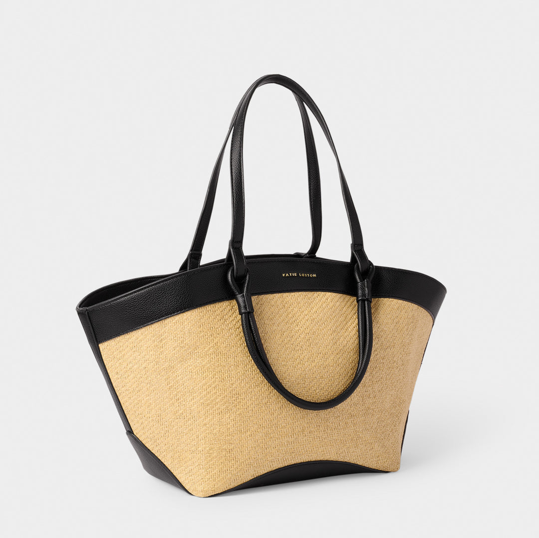 Katie Loxton Riviera Raffia Tote Bag Raffia Black
