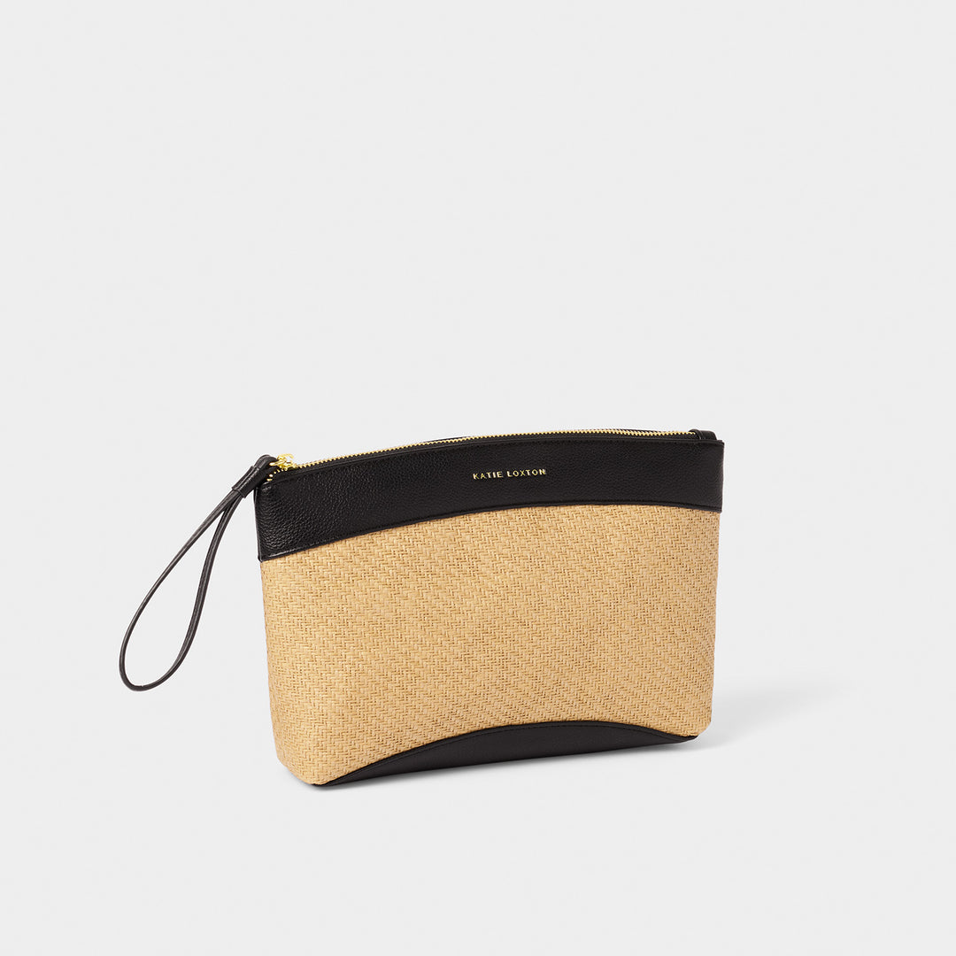 Katie Loxton Riviera Raffia Wristlet Clutch Raffia/Black