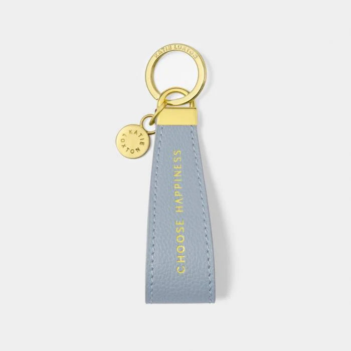 Katie Loxton Sentiment Loop Keyring Choose Happiness Dusty Blue