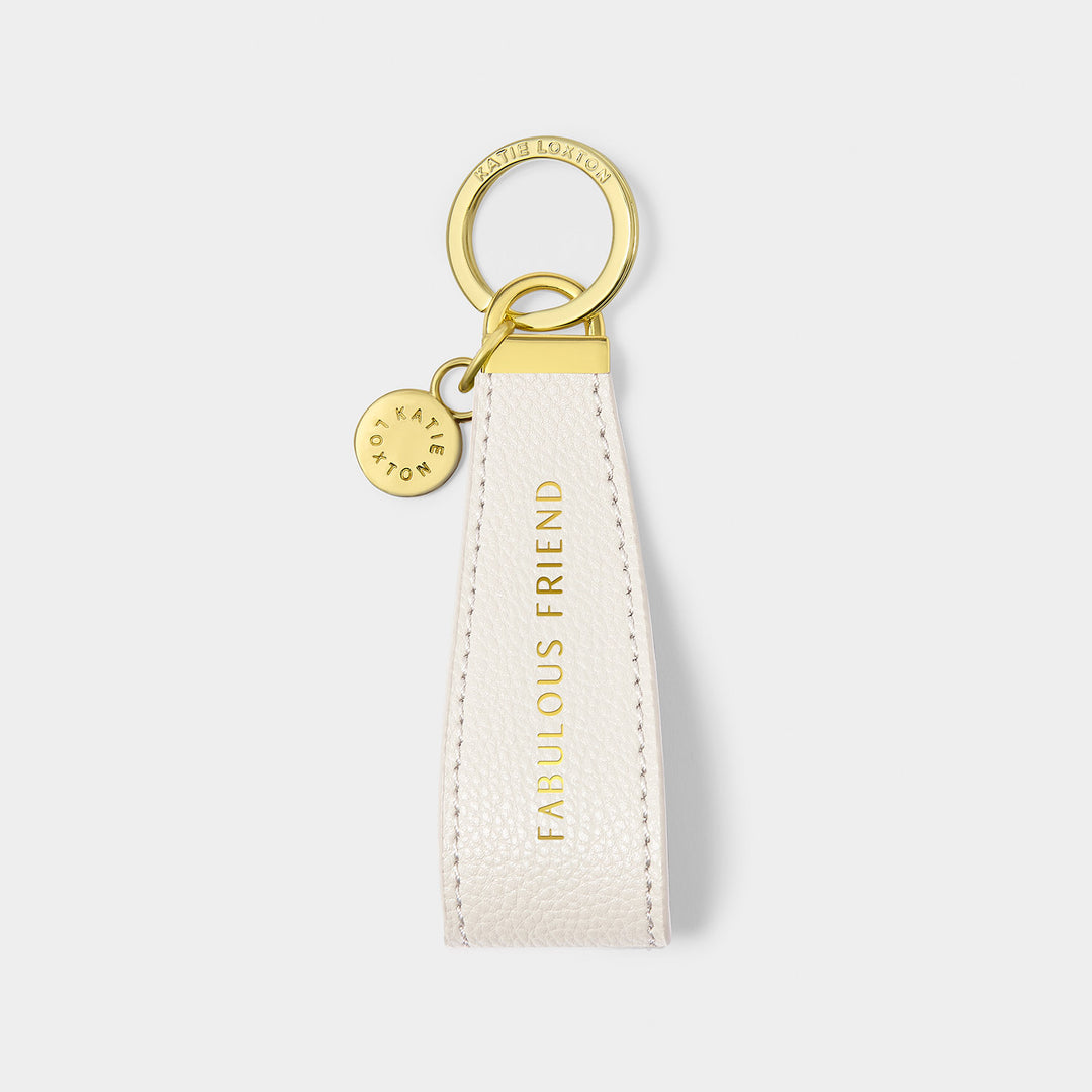 Katie Loxton Sentiment Loop Keyring Fabulous Friend Off White