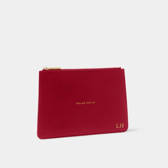 Katie Loxton Sentiment Pouch Feeling Festive in Garnet Red