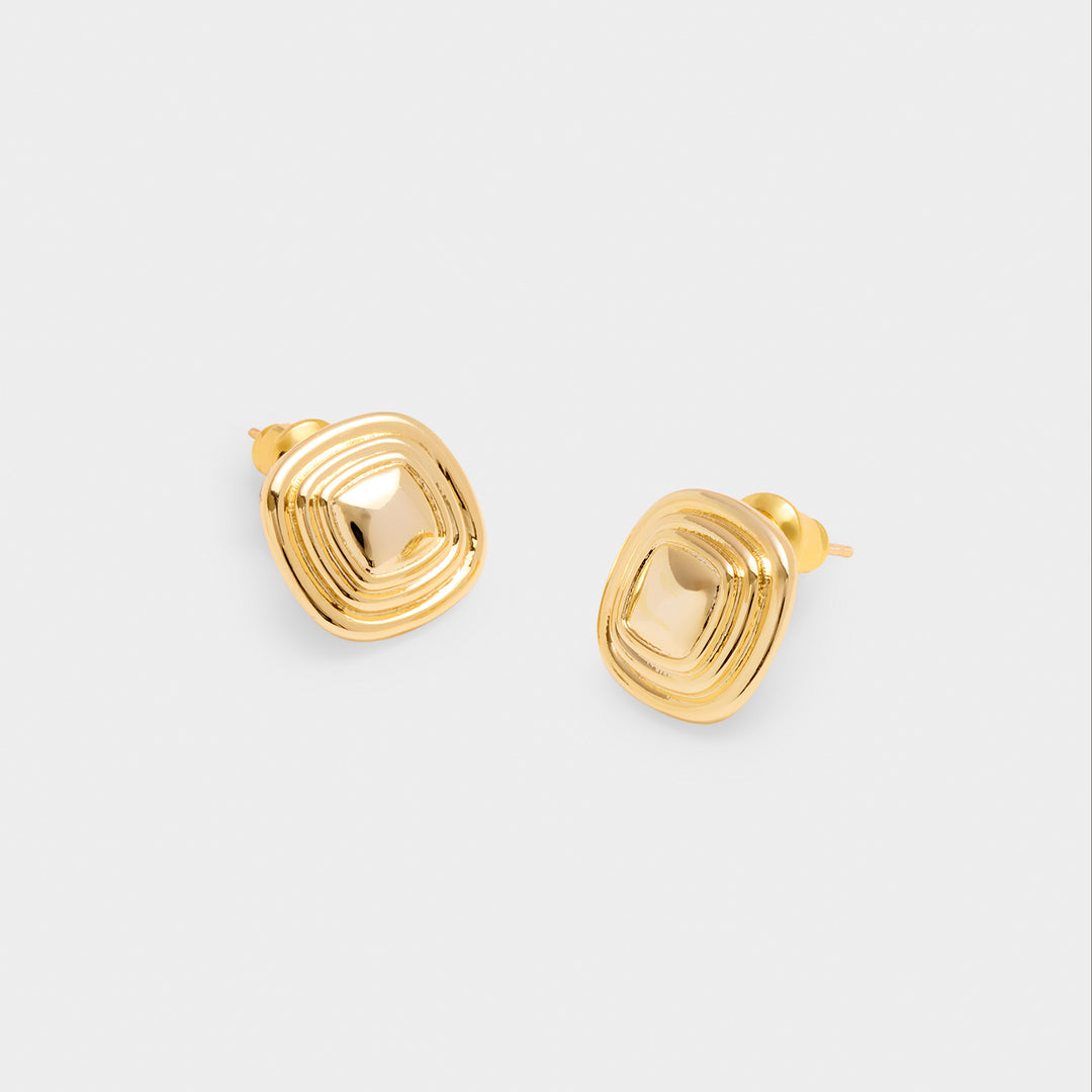 Katie Loxton Waterproof Sofia Button Stud Earrings Gold Coated