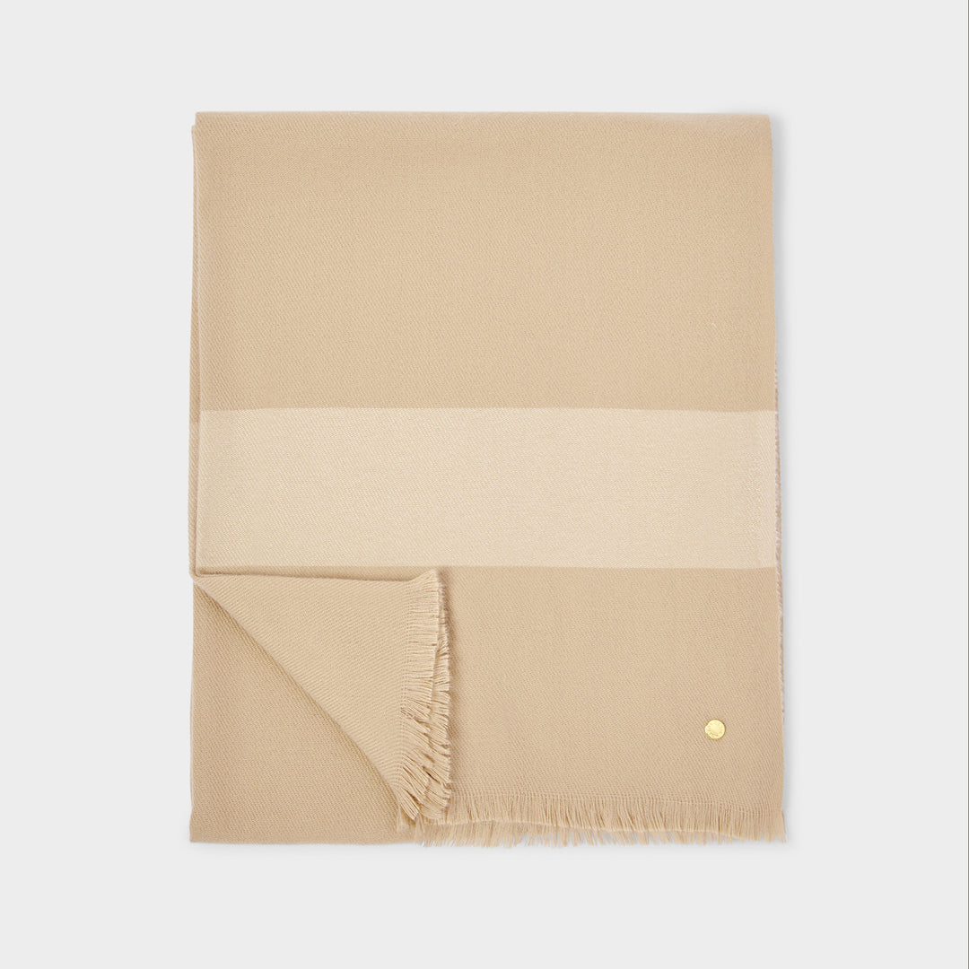 Katie Loxton Stripe Blanket Scarf Light Taupe Off White