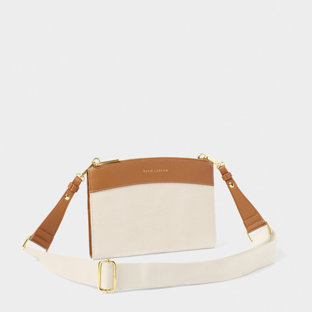 Katie Loxton Travel Organiser Crossbody Canvas Cognac