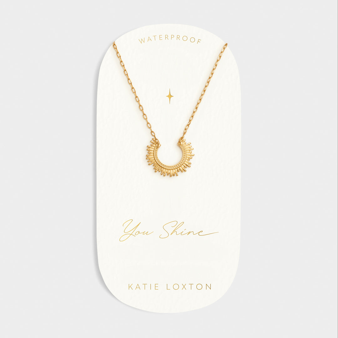 Katie Loxton Waterproof You Shine Charm Necklace Gold Coated