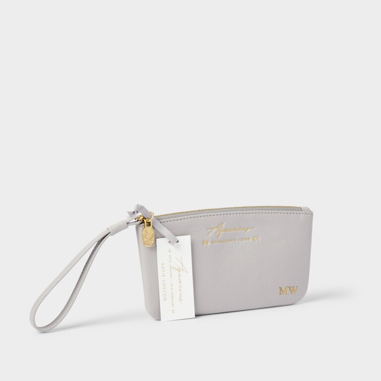 Katie Loxton Zodiac Wristlet Pouch Aquarius Luna Grey