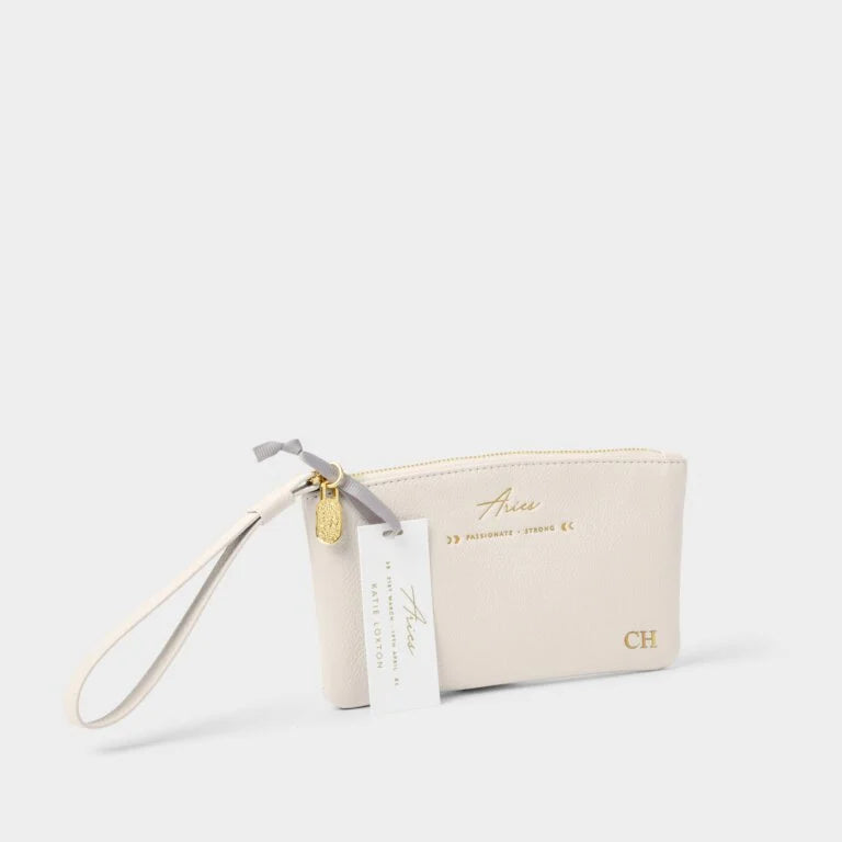 Katie Loxton Zodiac Wristlet Pouch Aries Off White