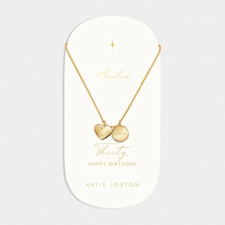 Katie Loxton Waterproof Sentiment Necklace 30Th Birthday Gold Coated Necklace