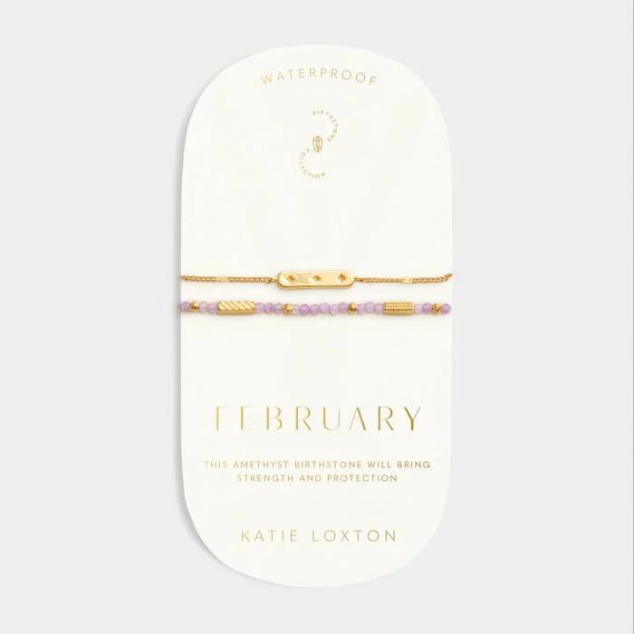 Katie Loxton Waterproof 'February' Waterproof Gold Birthstone Bracelet 18cm