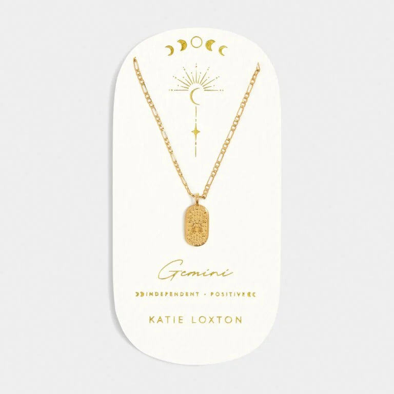 Katie Loxton Waterproof Zodiac Necklace Gemini Gold Coated