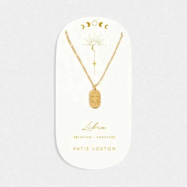 Katie Loxton Waterproof Zodiac Necklace Libra Gold Coated