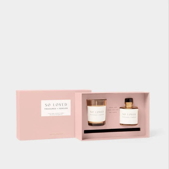 Katie Loxton Mini Votive And Mini Reed Diffuser Gift Set So Loved