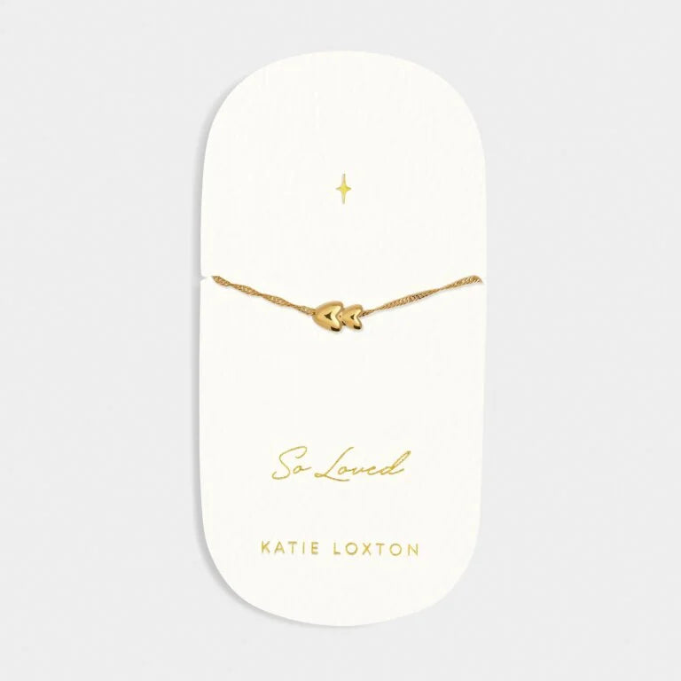 Katie Loxton Waterproof Sentiment Bracelet So Loved Gold Coated Heart Bracelet