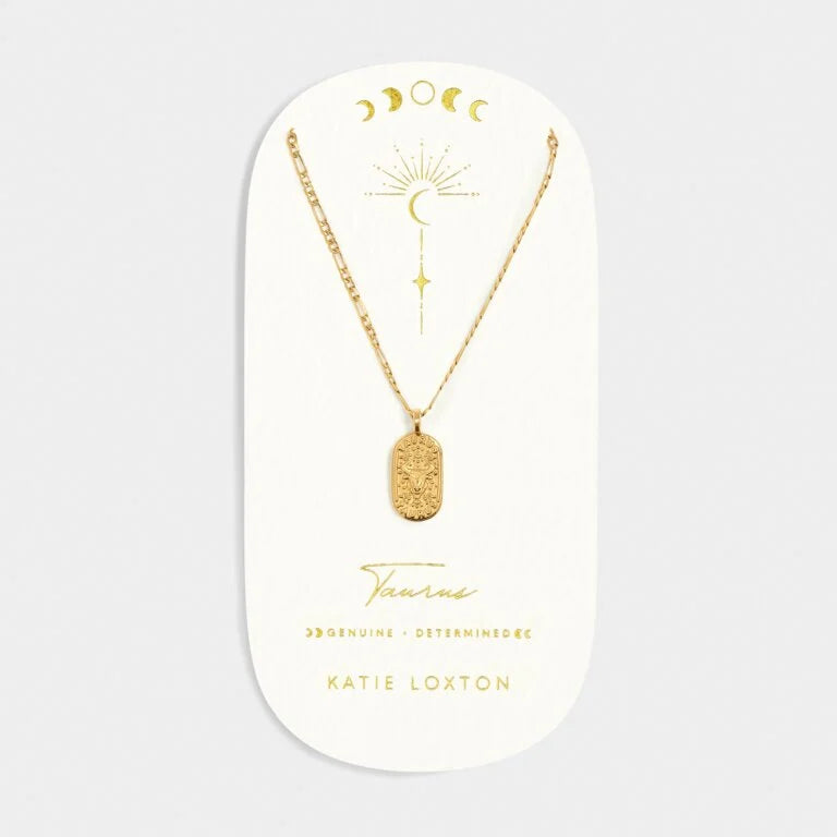 Katie Loxton Waterproof Zodiac Necklace Taurus Gold Coated