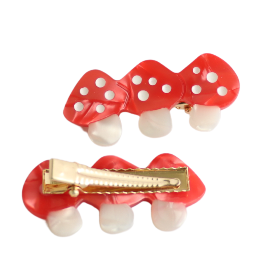 Mushrooms Hair Clips Twin Pack