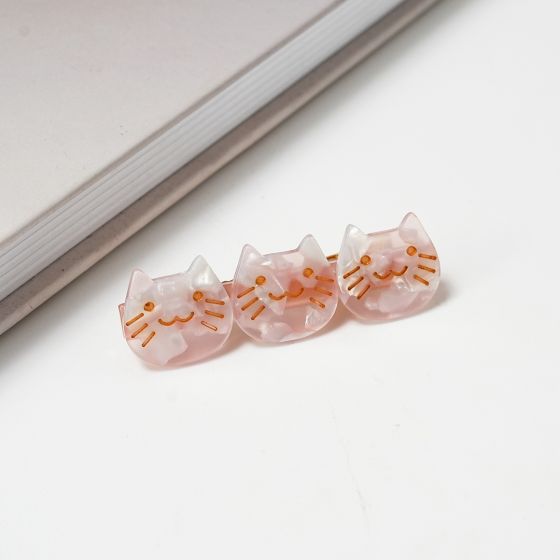 Cat Faces Pink Hair Clip