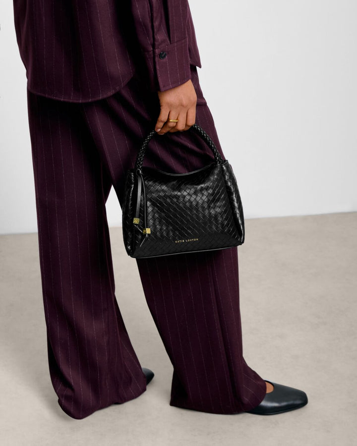 Katie Loxton Nova Woven Texture Top Handle Bag Black