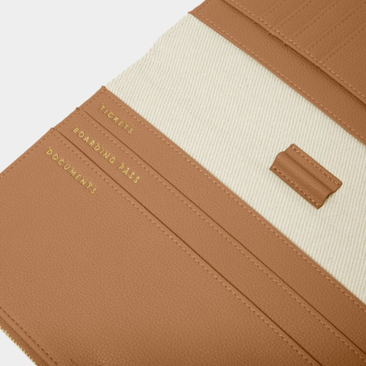 Katie Loxton Capri Canvas Travel Document Holder Tan /Off White