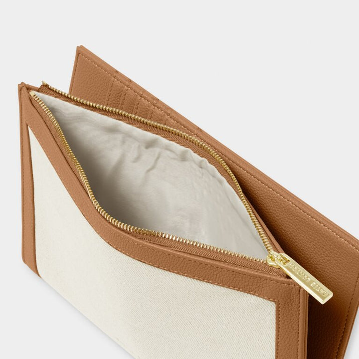 Katie Loxton Capri Canvas Travel Document Holder Tan /Off White