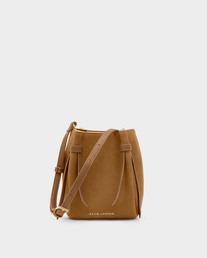 Katie Loxton Celina Mini Faux Suede Bucket Bag Caramel Faux Suede