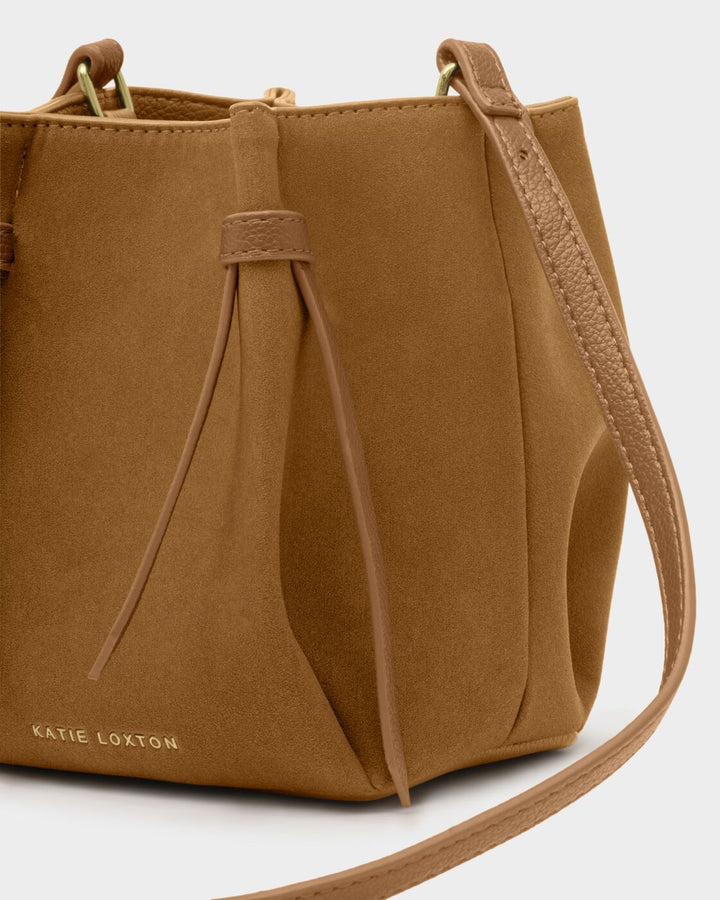 Katie Loxton Celina Mini Faux Suede Bucket Bag Caramel Faux Suede