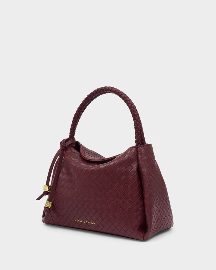 Katie Loxton Nova Woven Texture Top Handle Bag Cherry