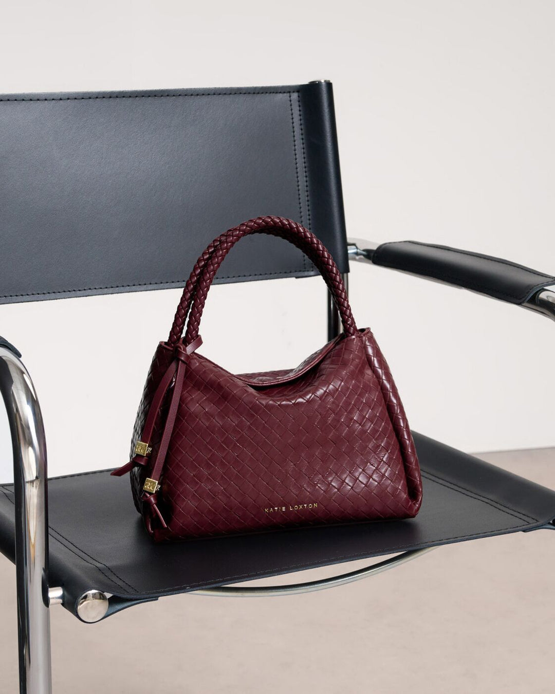 Katie Loxton Nova Woven Texture Top Handle Bag Cherry