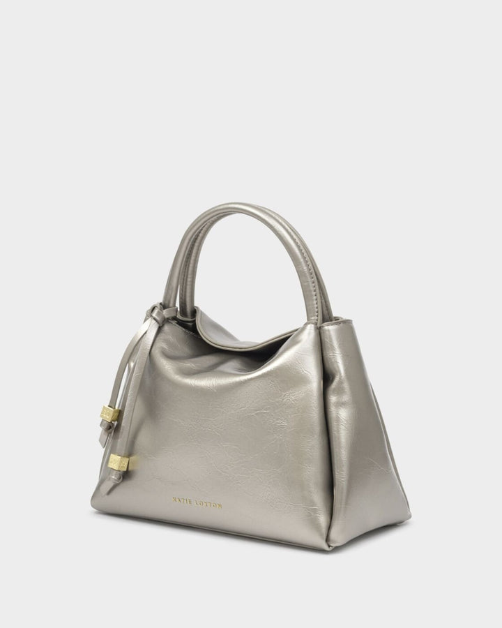 Katie Loxton Nova Patent Crackle Top Handle Bag Pewter