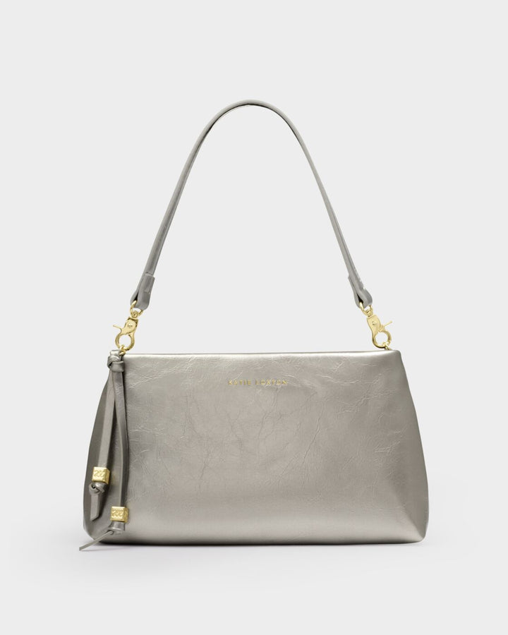 Katie Loxton Nova Textured Patent Clutch Pewter