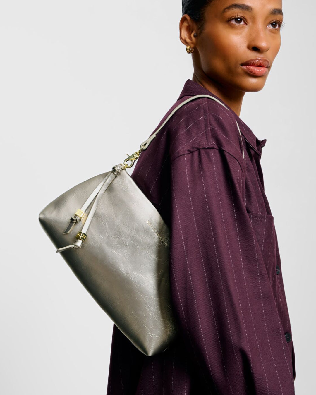 Katie Loxton Nova Textured Patent Clutch Pewter