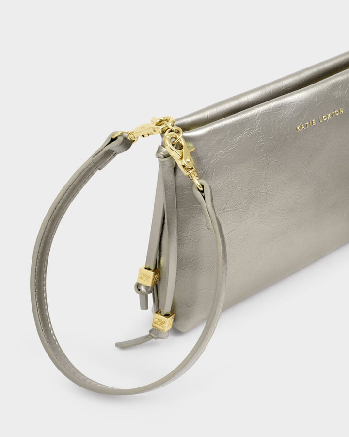 Katie Loxton Nova Textured Patent Clutch Pewter