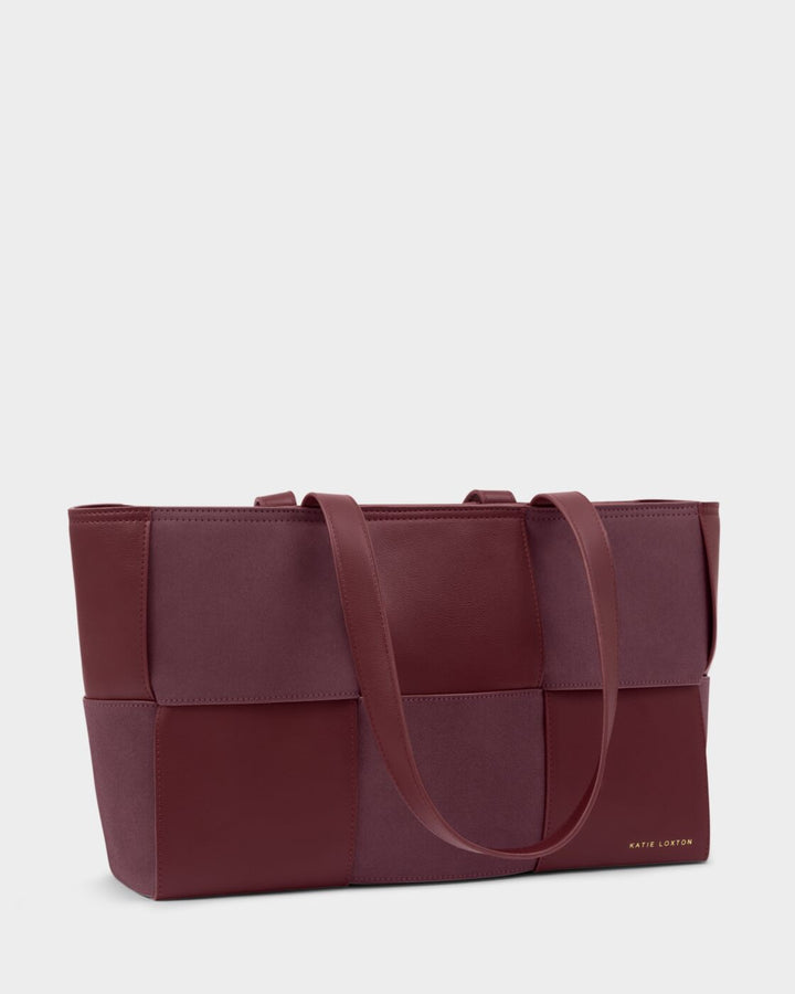 Katie Loxton Taya Woven Faux Suede Tote Bag Cherry