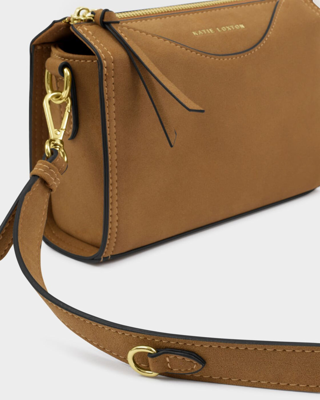 Katie Loxton Alba Faux Suede Crossbody Bag Caramel Suedette