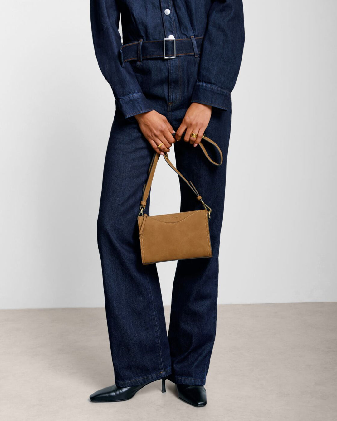 Katie Loxton Alba Faux Suede Crossbody Bag Caramel Suedette