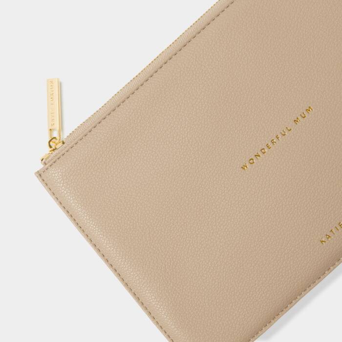 Katie Loxton Sentiment Pouch Wonderful Mum Light Taupe