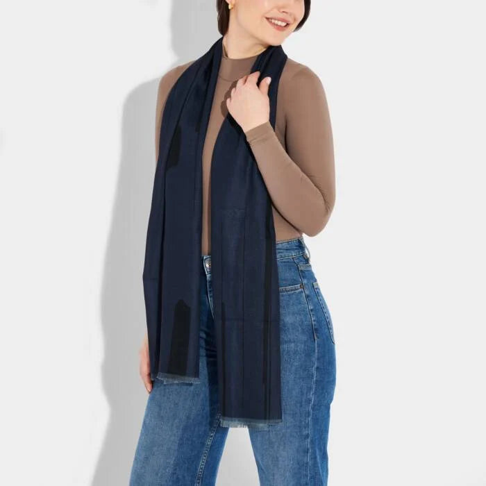 Katie Loxton Printed Scarf Dashed Line Navy/Black