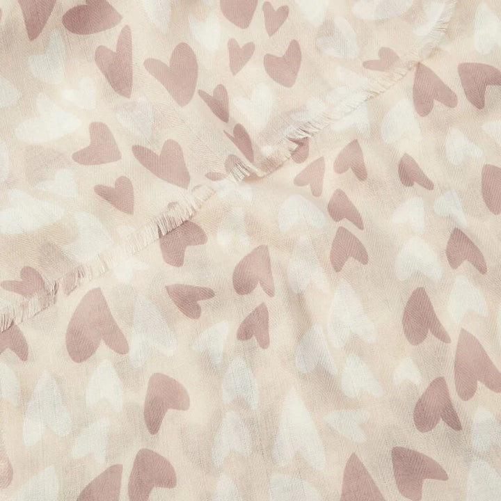 Katie Loxton Printed Scarf Heart Pale Pink/Dusty Pink