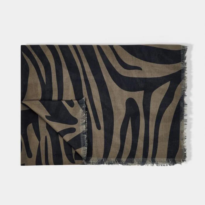 Katie Loxton Printed Scarf Zebra Mink/Black
