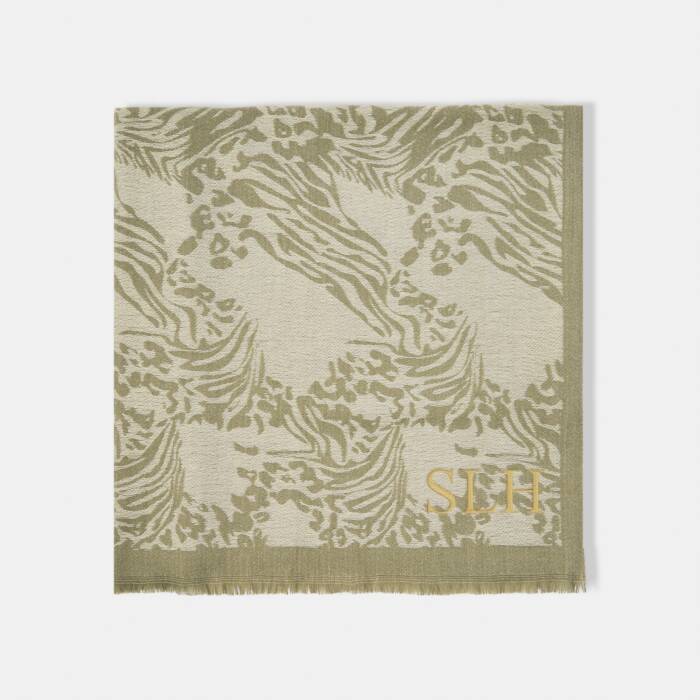 Katie Loxton Printed Blanket Scarf Animal Eggshell/Warm Khaki
