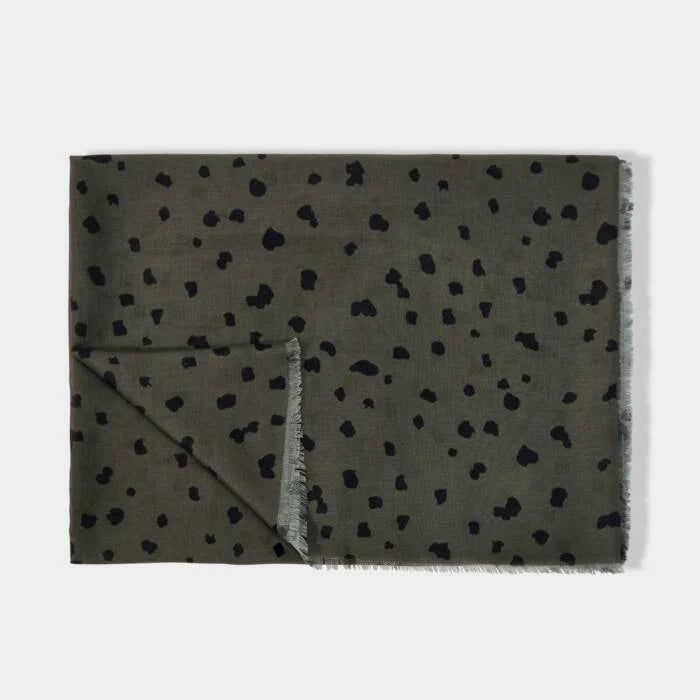 Katie Loxton Printed Scarf Polka Dot Charcoal/Black